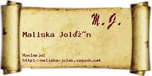 Maliska Jolán névjegykártya